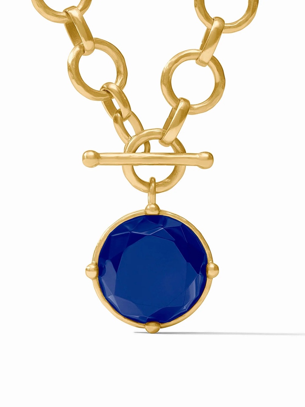 Julie Vos Gold-Tone Necklace with Deep Blue Faceted Pendant